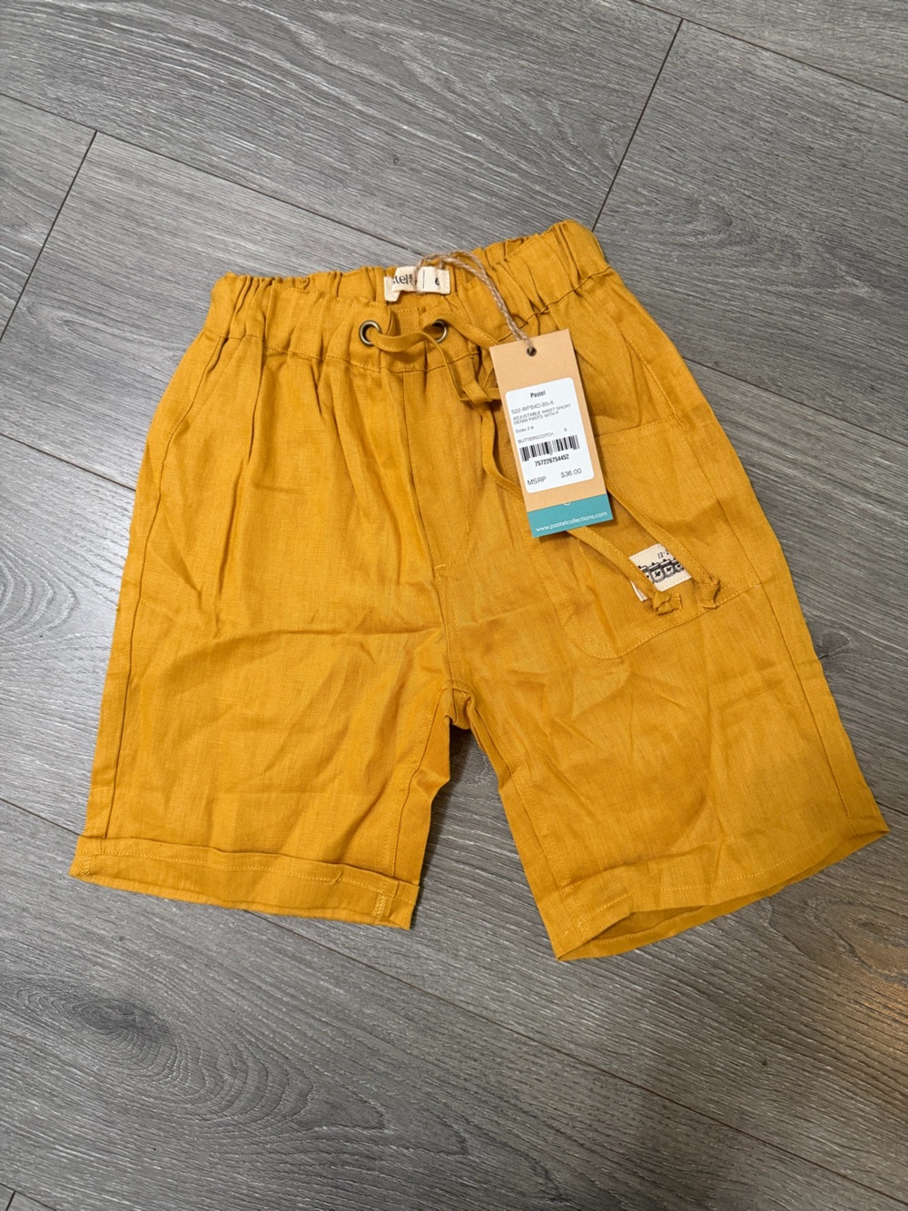 Pastels Mustard Drawstring Kids Shorts size 6